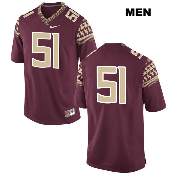 Men's NCAA Nike Florida State Seminoles #51 Baveon Johnson College No Name Red Stitched Authentic Football Jersey RMM7569OX